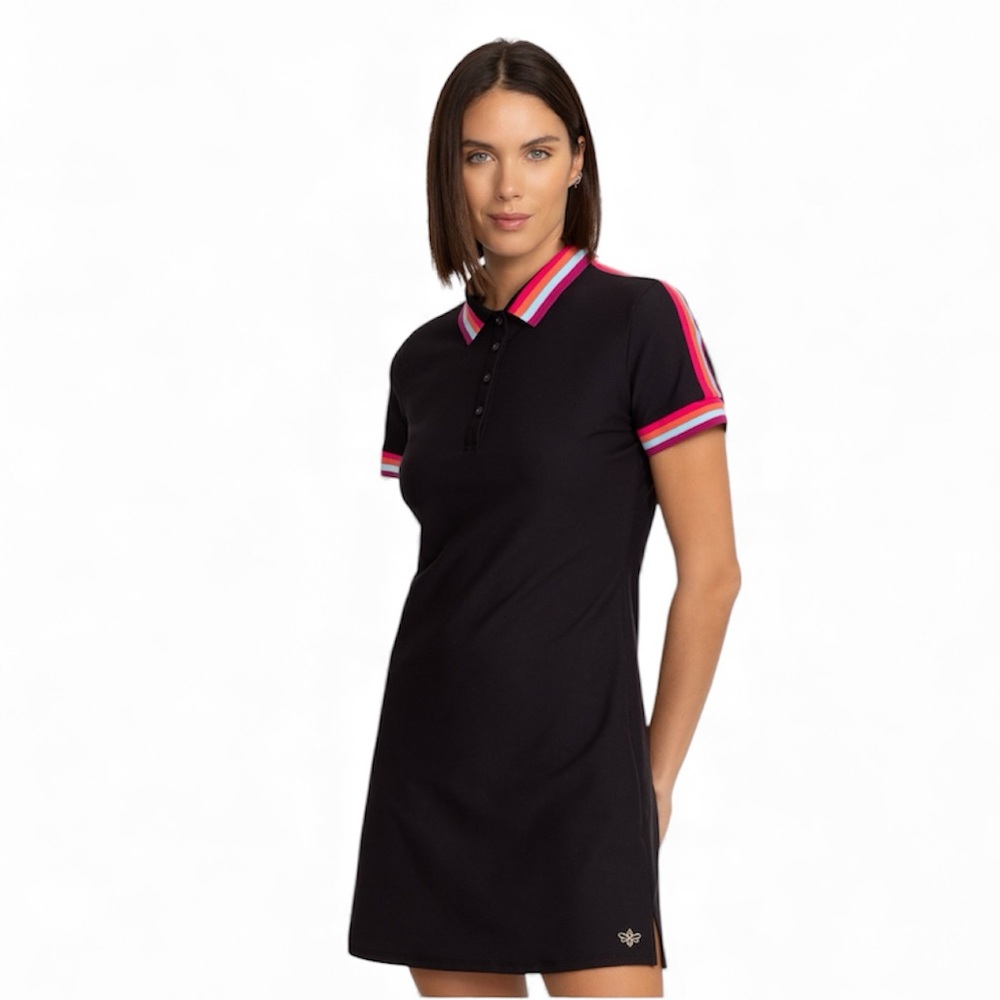 NEW Johnny Was Bee Active Polo Golf Dress Black/Pink Size XS - Picture 2 of 13